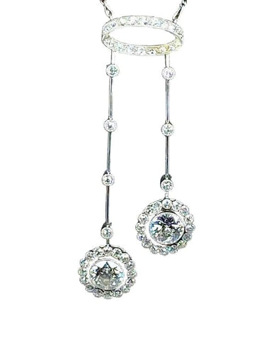 Collier Collier négligé - Platine et diamants taille ancienne, vers 1900 58 Facettes AB434