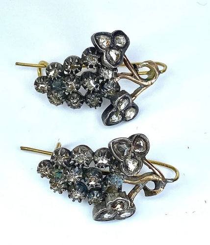 Boucles d'oreilles Parure Napoléon III - Collier négligé et boucles d’oreilles en or 18 ct, argent et diamants 58 Facettes AB437