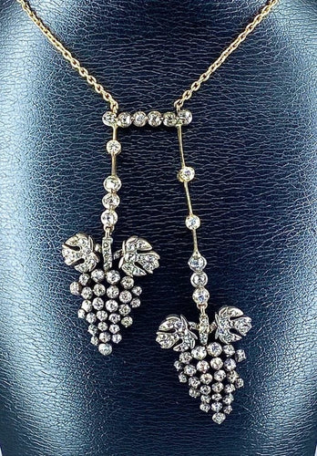 Boucles d'oreilles Parure Napoléon III - Collier négligé et boucles d’oreilles en or 18 ct, argent et diamants 58 Facettes AB437