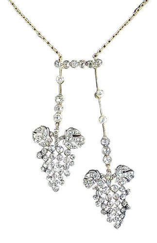 Boucles d'oreilles Parure Napoléon III - Collier négligé et boucles d’oreilles en or 18 ct, argent et diamants 58 Facettes AB437