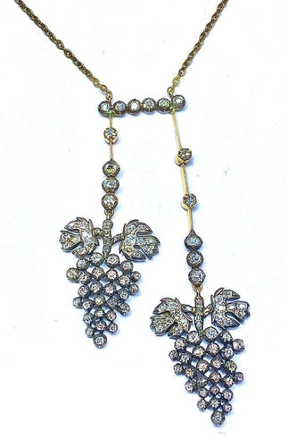 Boucles d'oreilles Parure Napoléon III - Collier négligé et boucles d’oreilles en or 18 ct, argent et diamants 58 Facettes AB437