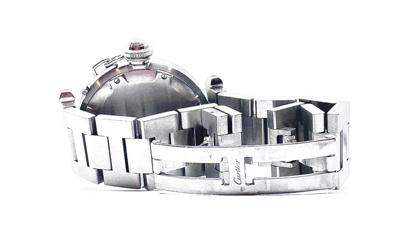 Montre Cartier Pasha GMT - Montre en acier aux méridiens 58 Facettes AB442
