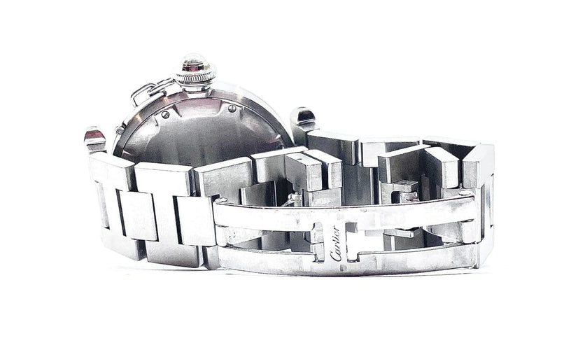 Montre Cartier Pasha GMT - Montre en acier aux méridiens 58 Facettes AB442