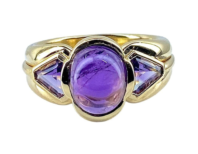 Bague 56 Bague en or jaune 18 carats ornée d’améthystes 58 Facettes AB445