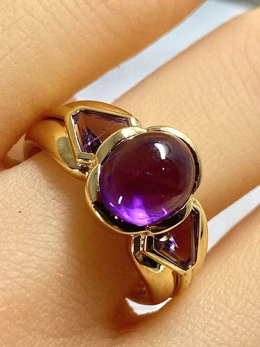 Bague 56 Bague en or jaune 18 carats ornée d’améthystes 58 Facettes AB445