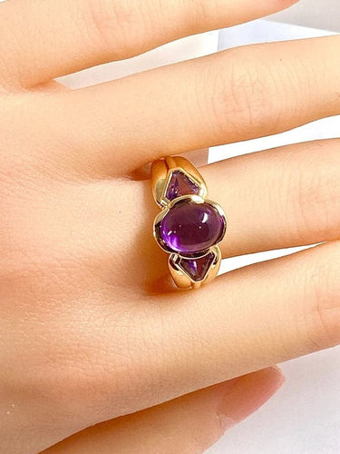 Bague 56 Bague en or jaune 18 carats ornée d’améthystes 58 Facettes AB445