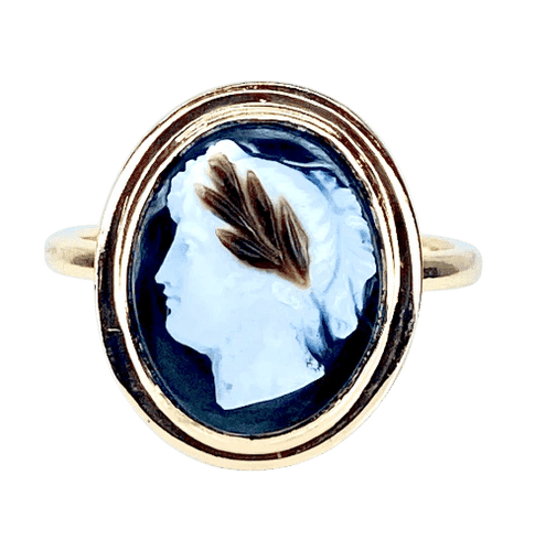 Bague 54 Bague en or jaune 18 carats avec camée en onyx, vers 1880 58 Facettes AB446