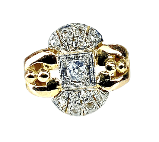 Bague 56 Bague en or jaune 18 carats et diamants, vers 1930 58 Facettes AB449