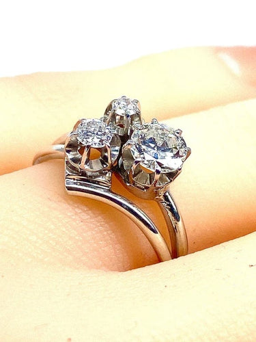 Bague 52 Bague en or blanc 18 carats sertie de 3 diamants 58 Facettes AB450