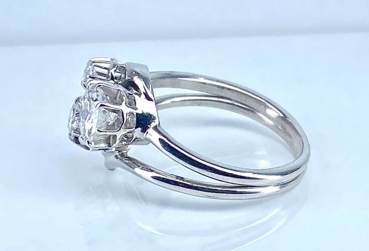 Bague 52 Bague en or blanc 18 carats sertie de 3 diamants 58 Facettes AB450