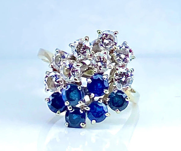Bague 53 Bague bouquet en or blanc 18 carats, saphirs et diamants 58 Facettes AB455 bis
