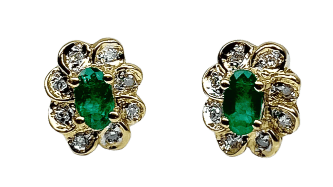 Boucles d'oreilles Boucles d'oreilles en or jaune 18 carats émeraudes et diamants 58 Facettes AB460
