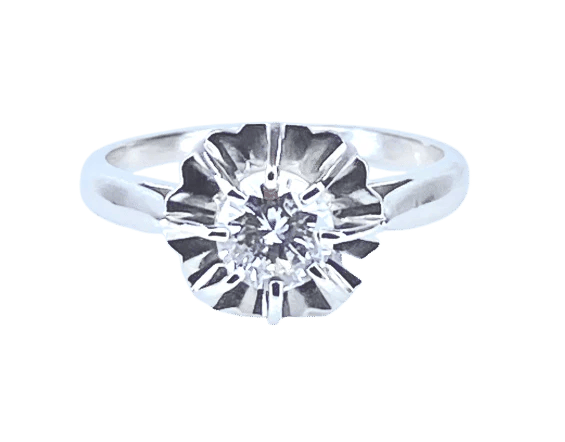 Bague 51 Bague en or blanc 18 carats avec diamant taille brillant 58 Facettes AB462