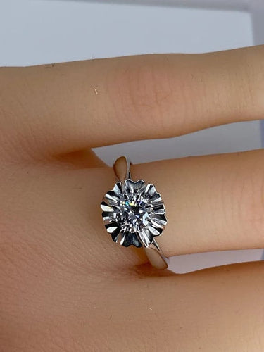 Bague 51 Bague en or blanc 18 carats avec diamant taille brillant 58 Facettes AB462