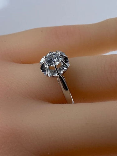 Bague 51 Bague en or blanc 18 carats avec diamant taille brillant 58 Facettes AB462