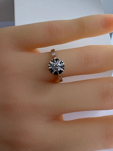 Bague 51 Bague en or blanc 18 carats avec diamant taille brillant 58 Facettes AB463