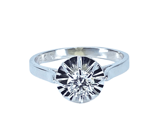 Bague 51 Bague en or blanc 18 carats avec diamant taille brillant 58 Facettes AB463