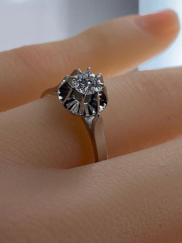 Bague 51 Bague en or blanc 18 carats avec diamant taille brillant 58 Facettes AB463