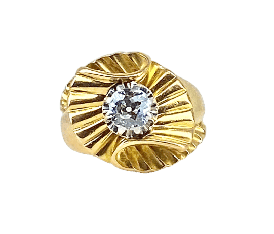 Bague 50 Bague en or jaune 18 carats avec diamant taille ancienne 58 Facettes AB466