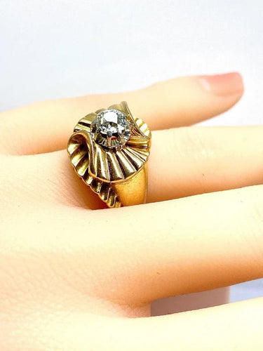Bague 50 Bague en or jaune 18 carats avec diamant taille ancienne 58 Facettes AB466