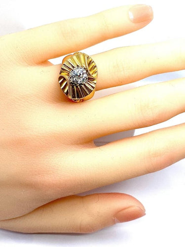Bague 50 Bague en or jaune 18 carats avec diamant taille ancienne 58 Facettes AB466
