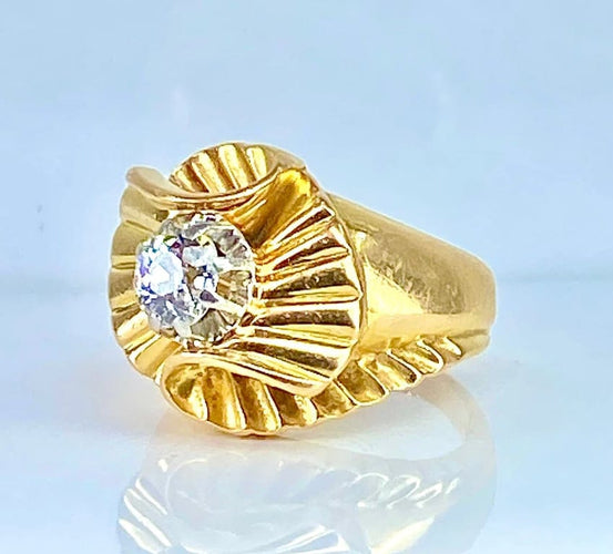 Bague 50 Bague en or jaune 18 carats avec diamant taille ancienne 58 Facettes AB466