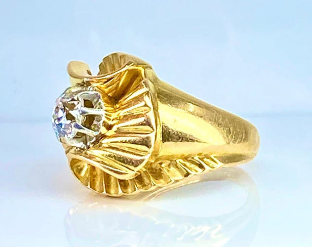 Bague 50 Bague en or jaune 18 carats avec diamant taille ancienne 58 Facettes AB466