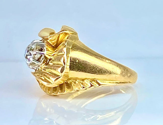 Bague 50 Bague en or jaune 18 carats avec diamant taille ancienne 58 Facettes AB466