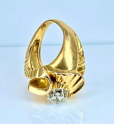 Bague 50 Bague en or jaune 18 carats avec diamant taille ancienne 58 Facettes AB466