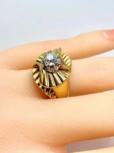 Bague 50 Bague en or jaune 18 carats avec diamant taille ancienne 58 Facettes AB466