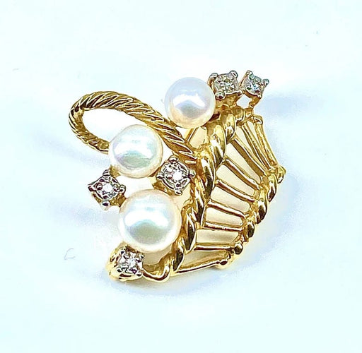Broche Broche panier en or jaune 18 carats avec perles et diamants 58 Facettes AB467