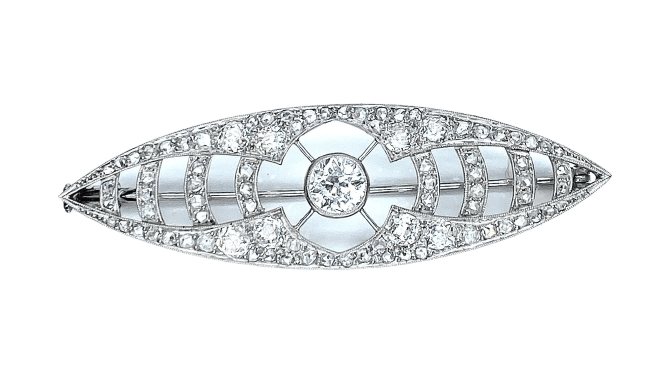 Broche Broche en or blanc 18 carats et platine sertie de diamants vers 1900 58 Facettes AB473