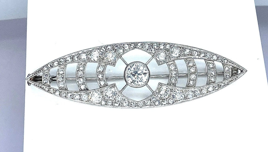 Broche Broche en or blanc 18 carats et platine sertie de diamants vers 1900 58 Facettes AB473
