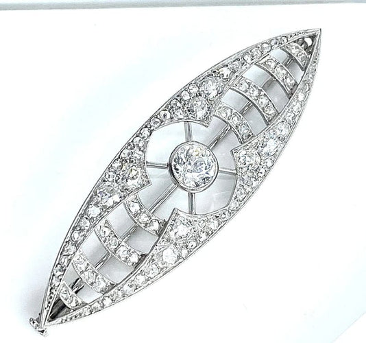 Broche Broche en or blanc 18 carats et platine sertie de diamants vers 1900 58 Facettes AB473
