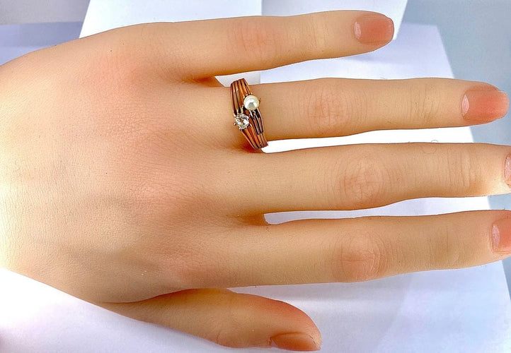 Bague 53 Bague toi et moi en or jaune 18 carats, diamant et perle 58 Facettes AB470