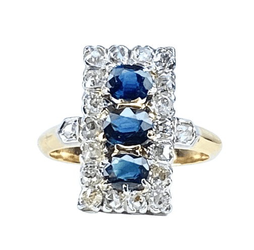 Bague 58 Bague en or 18 carats sertie de saphirs et diamants, vers 1900 58 Facettes AB483