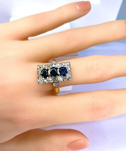 Bague 58 Bague en or 18 carats sertie de saphirs et diamants, vers 1900 58 Facettes AB483