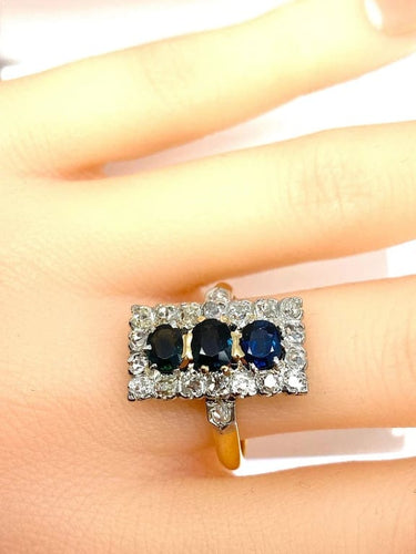 Bague 58 Bague en or 18 carats sertie de saphirs et diamants, vers 1900 58 Facettes AB483
