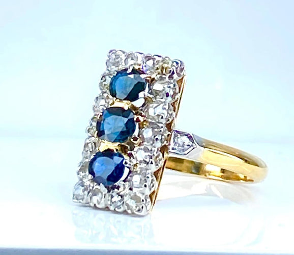 Bague 58 Bague en or 18 carats sertie de saphirs et diamants, vers 1900 58 Facettes AB483