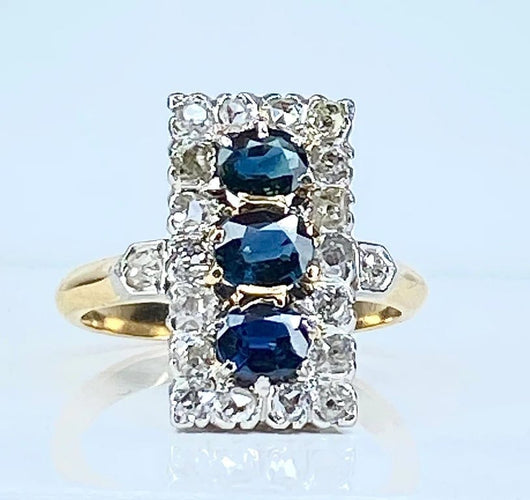 Bague 58 Bague en or 18 carats sertie de saphirs et diamants, vers 1900 58 Facettes AB483