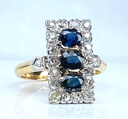 Bague 58 Bague en or 18 carats sertie de saphirs et diamants, vers 1900 58 Facettes AB483