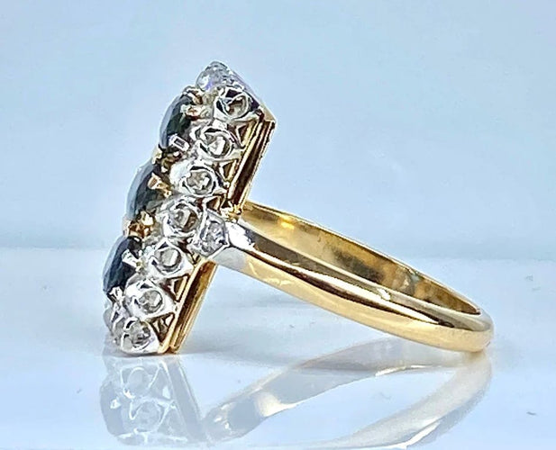 Bague 58 Bague en or 18 carats sertie de saphirs et diamants, vers 1900 58 Facettes AB483