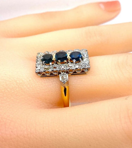 Bague 58 Bague en or 18 carats sertie de saphirs et diamants, vers 1900 58 Facettes AB483