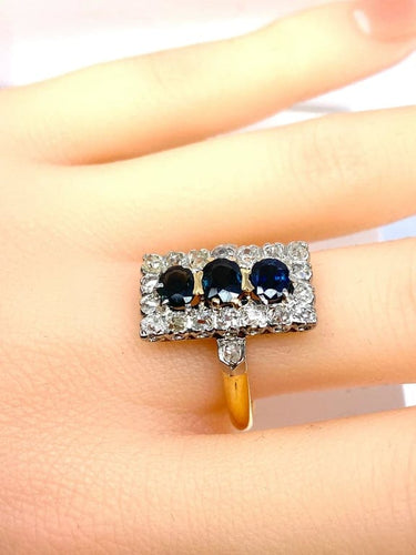 Bague 58 Bague en or 18 carats sertie de saphirs et diamants, vers 1900 58 Facettes AB483