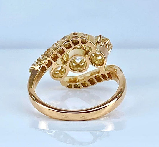 Bague 49 Bague en or jaune 18 carats et diamants taille ancienne vers 1900 58 Facettes AB497