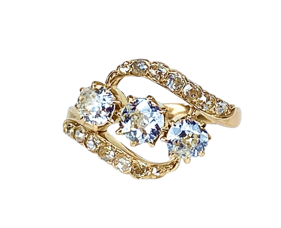 Bague 49 Bague en or jaune 18 carats et diamants taille ancienne vers 1900 58 Facettes AB497
