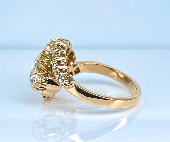 Bague 49 Bague en or jaune 18 carats et diamants taille ancienne vers 1900 58 Facettes AB497