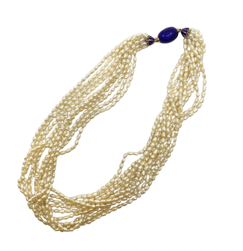Collier Collier 10 rangs de perles de culture Biwa, fermoir en or 18 carats 58 Facettes AB507