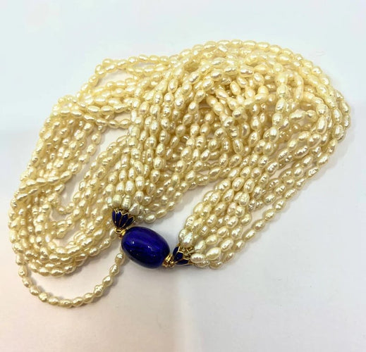 Collier Collier 10 rangs de perles de culture Biwa, fermoir en or 18 carats 58 Facettes AB507
