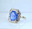 Bague 58 Bague Art déco en or blanc 18 carats, saphir Ceylan 9,40 ct et diamants 58 Facettes AB503